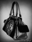 画像5: "SKELETON LADY" hologram handbag, black velvet, gothic purse  (5)