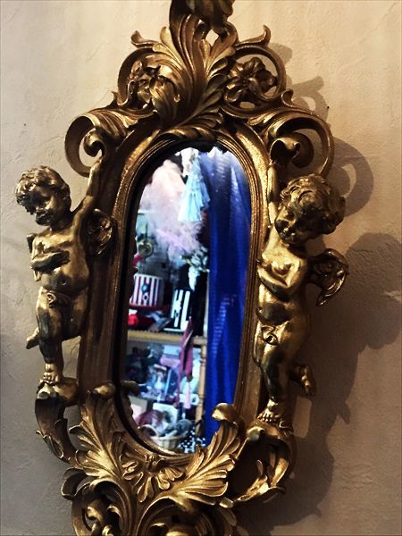 天使壁掛け鏡　エンジェルウォールミラー　GOLD